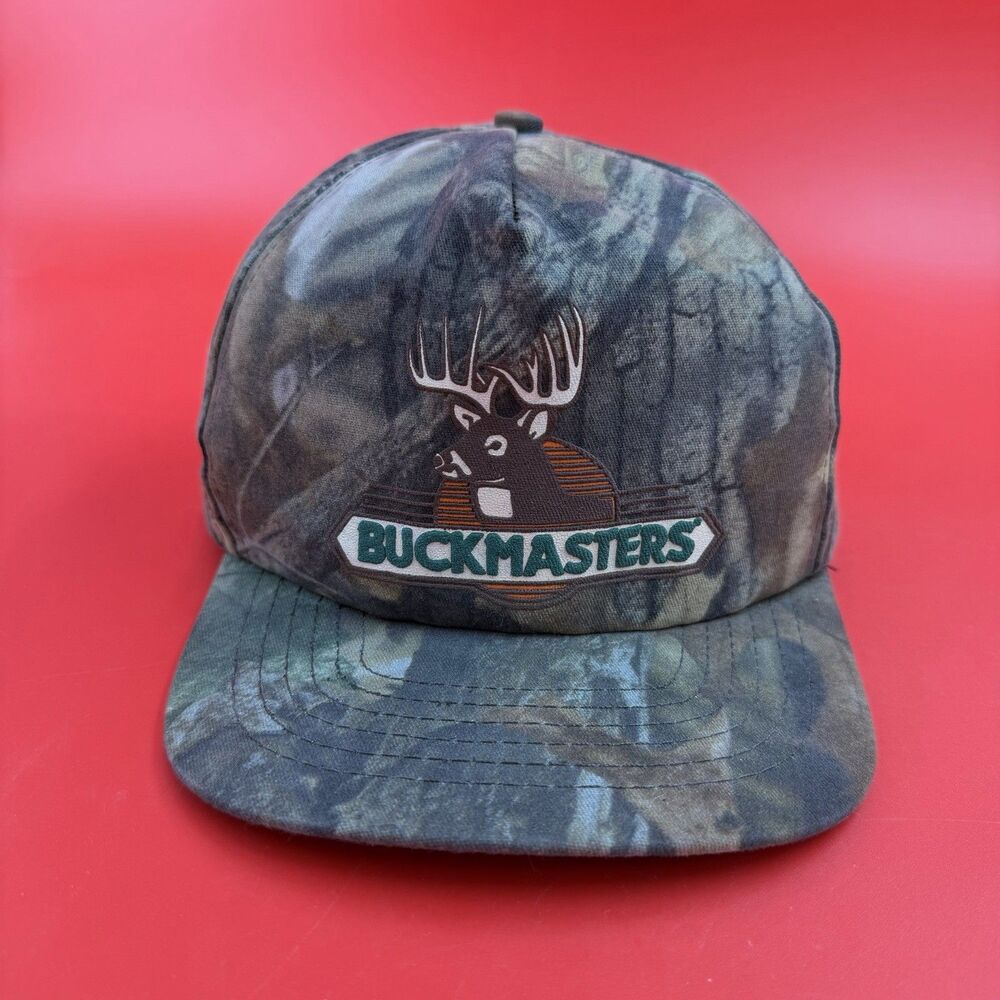 Vintage 90s Buckmasters Deer Hunting Camo Snapback Hat USA Mesh Trucker Cap